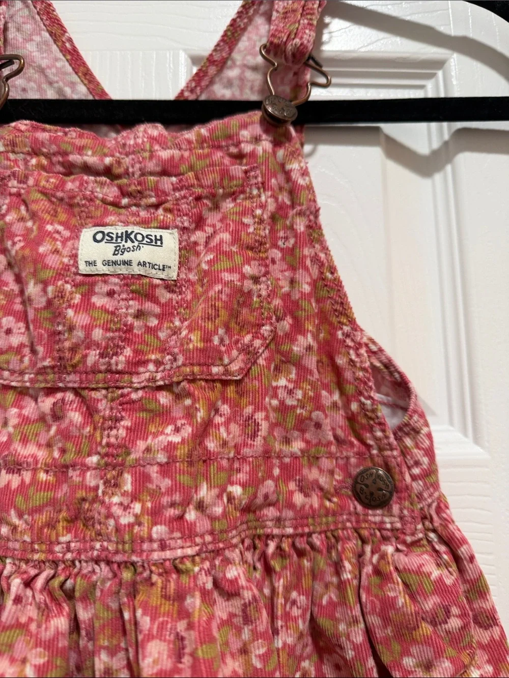 OshKosh Floral Pink Corduroy Overall Dress 5T